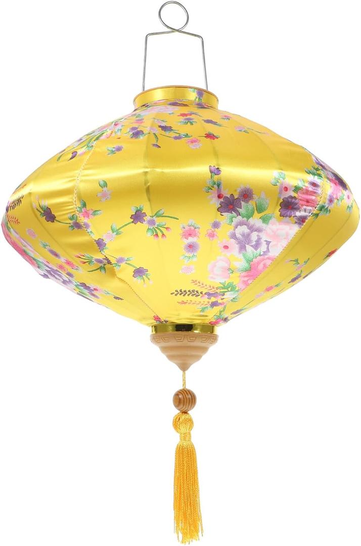 Oval Silk Vietnamese Japanese Hanging Oval Hoian Lamp Asian Vietnam Flower Oriental Festive Lamp Wedding Decor