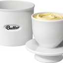French Ceramic Butter Crock with Lid - 8.45oz Holds 2 Sticks, Inverted Water-Seal Keeper for Fresh, Spreadable Butter Christmas Gift (Extra Large, White)