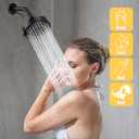 AISOSO Shower Head, 5 Modes High Pressure Shower Heads for Relaxed Shower Experience, 4.1 Inch Bathroom Fixed Showerhead Even at Low Water Pressure for Powerful Spray, Matte Black