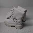 DREAM PAIRS Women's Combat Riding Platform Knee High Boots, Lace Up Fall Lug Sole Gothic Motorcycle Boots with Inside Zipper (6.5, White)