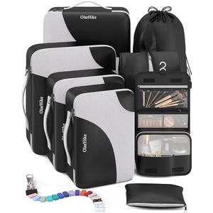 OlarHike 8 Set Packing Cubes for Travel, 4 Various Sizes(Extra Large,Large,Medium,Small), Luggage Organizer Bags for Travel Accessories Essentials, Cubes for Carry on Suitcases (Black)