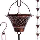 8.5 ft Rain Chain for Gutters, Decorative Metal Rain Catcher with 12 Vintage Cups, Gutter Chain Downspout for Patio, Garden, Porch & Eaves