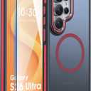 Magnetic Case for Samsung Galaxy S26 Ultra with HD Screen Protector, Compatible with Magsafe, Mil-Grade Shockproof Protection & Non-Slip Matte Cover Case for Galaxy S26 Ultra Red