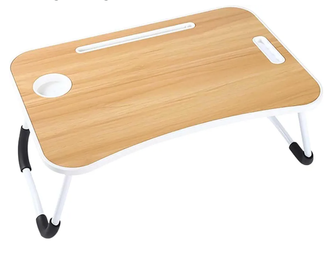 Laptop Bed Table with Sturdy Cup Holder. Portable Lap Desk for Bed and Sofa. Foldable Legs. Reading/Writing Stand