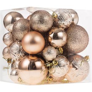 Christmas Ornaments for Xmas Trees,Champagne Shatterproof Christmas Ball Ornaments (32 pcs)