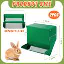 Maxcheck 2 Pcs Rabbit Feeder for Cages Small Animal Food Pellet Dispenser with Lid Metal Chicken Grit Oyster Shell Squirrel Feeders Outside(7.7 Inches,Mesh Bottom,Green)