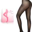 HONGTEYA Fleece Lined Tights Women Winter Thermal Leggings Pantyhose Fake Translucent Thick Warm Sheer Tights (Large)
