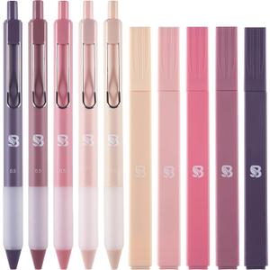 BLIEVE Aesthetic Highlighters and Gel Pens And Soft Tip, No Bleed Dry Fast Easy to Hold, for Bible Journaling Planner Notes School Office Supplies (Morandi)