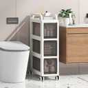Bathroom Storage with Drawers, 7.87" Wide Slim Storage Cabinet with Wheels for Small Spaces, Narraw Cart for Kitchen Office Bedroom Dinning Room Under Desk, 26" Tall