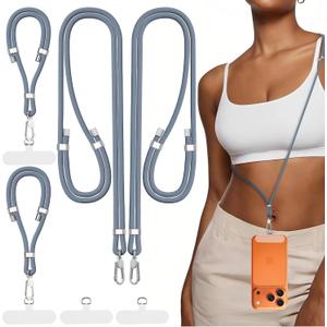 4-IN-1 Phone Lanyard + Wrist Strap, Adjustable 15-31 inch Cell Phone Lanyard with 2 Tether Tabs for iPhone,Smartphone
