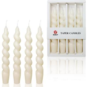 White Spiral Taper Candles 7.5 Inch Twisted Candlesticks Unscented Tall Candles Smokeless Candle Sticks Home Decoration for Wedding Party Dinner, 4 Pack White Spiral Taper Candles 7.5 Inch Twisted Candlesticks Unscented Tall Candles Smokeless Candle Sticks Home Decoration for Wedding Party Dinner, 4 Pack