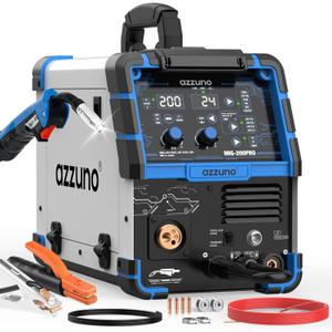 AZZUNO 200A MIG Welder Machine 110V/220V, 8 in 1 Welding Machine Aluminum MIG/Spool Gun Compatible/Gas MIG/MAG/Flux Core MIG/Spot MIG/Lift TIG/Stick Welding, Multiprocess Welder