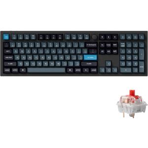 Keychron Q6 Pro Full Aluminum QMK/VIA Programmable Knob Bluetooth Custom Mechanical Keyboard, Full-Size KSA Double-Shot PBT Keycap Hot-Swappable, RGB Backlit, Red Switch for Mac Windows Linux - Black