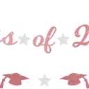 Class of 2025 Glitter Banner 2025 Graduation Congratulations Party Decorations Rose Gold