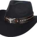 Western Cowboy Hat for Men Women,Classic Wide Brim Fedora Hat for Men &Women,Classic Felt Wide Brim Western Cowboy Cowgirl Hat,Accessories Outdoor Sun HatBlack