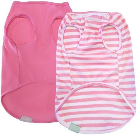 ZhuPolly Dog Shirts for Small Dogs Girl 2 Pack Stretchy Lightweight Spring Calm Puppy Clothes Breathable T-shirts for Medium Dogs Pink Size L for Easter, L
