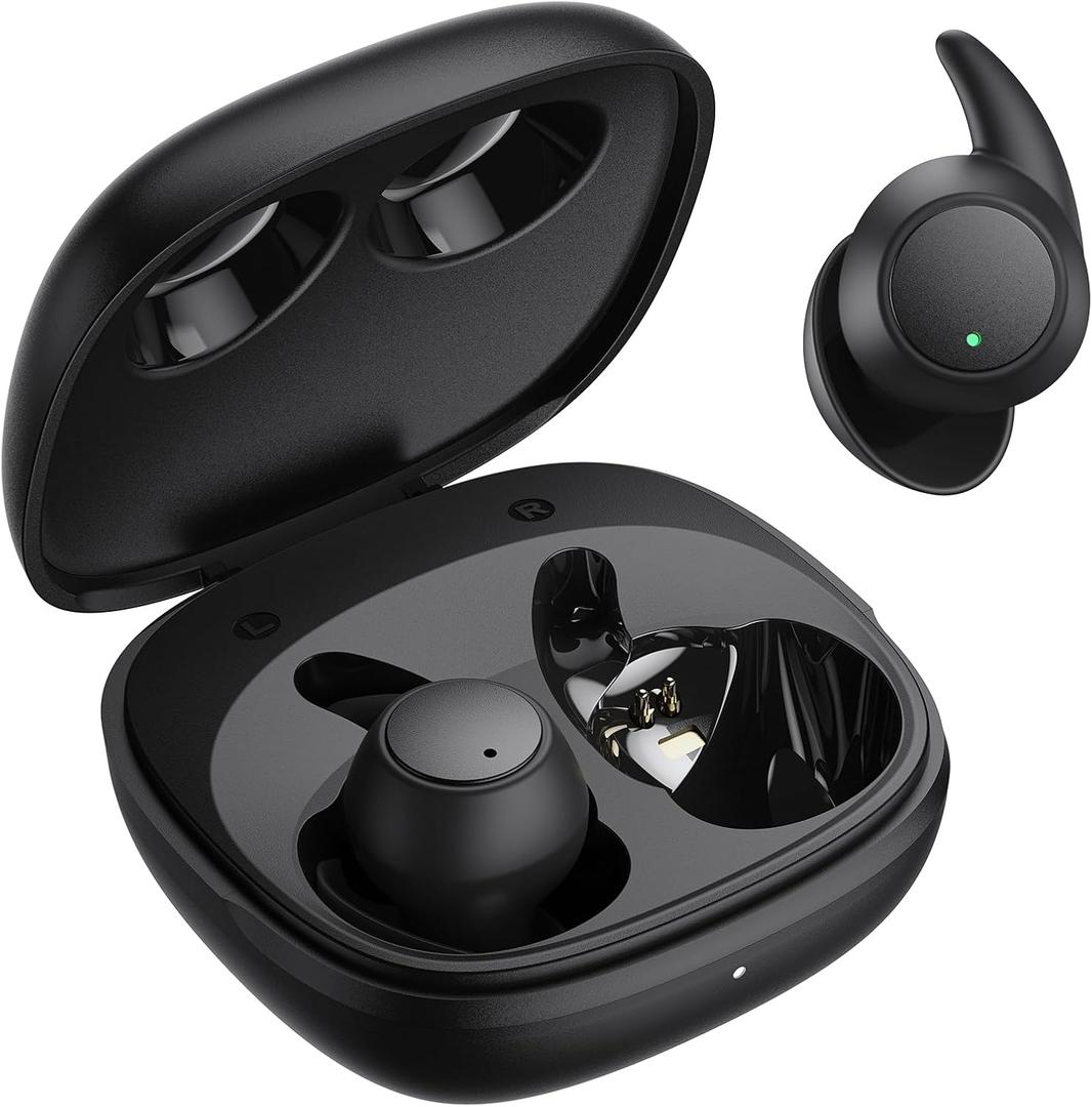 MUSICOZY Bluetooth 5.3 Sleep Earbuds, Wireless Sleep Headphones, Light-Weight Ear Buds for Sleeping, Silicone Ear Plugs for Snoring Blocking, Music Sleep Earplugs for Sleep Work Focus Travel (Black)
