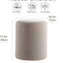 Get Set Style Modern Round Ottoman with Soft Padded Seat, Multifunctional Vanity Stool for Makeup, Upholstered Footrest Stool Ottoman Foot Stool for Living Room, Bedroom, 14.5"D x 14.5"W x 17.3"H