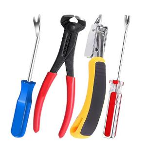 4pcs Upholstery Staple Remover with Nail Puller Pliers & Tack Puller - Heavy Duty Staple Puller Tool for Furniture, Floor, Carpet, Wall, Wooden Case, Photo Frame, Carton