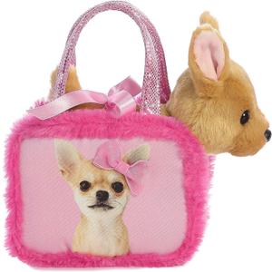 Aurora Fashionable Fancy Pals Pretty in Pink Stuffed Animal - Mini Plush with Purse for Dress Up Fun - Perfect for Kids 3+ Years, Costumes, and Birthdays - Multicolor 6.5 Inches