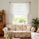 Leeva White Valances for Windows, Flower Knitting Tassels Sheer Window Valance for Living Room, 60" x 24", 1 Panel, Rod Pocket