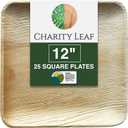 Disposable Bamboo 12" Square Plates (25 pieces) Bamboo Serving Platters, Disposable Boards, Eco-Friendly Dinnerware For Weddings, Catering, Events