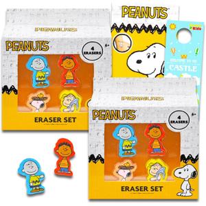 Peanuts Party Favor Set - Bundle with 8 Erasers Featuring Snoopy, Charlie Brown, More Plus Tattoos | Peanuts Party Supplies Kit for Kids, Boys, Girls