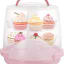 Dicunoy 24 Cupcake Carrier for Transport, Tall Cake Carrier Holder with Handle, 3 Tier Portable Desserts Storage Transporter Container Box with Lid for Pie, Cookies, Christmas, Thanks Giving Day