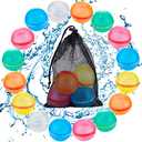 Tizikcon 20 PCS Magnetic Reusable Water Balloons, Refillable Silicone Bath Pool Beach Toys for Kids, Quick Fill Self-Sealing Splash Balls for Outdoor Water Fun Summer Family Games