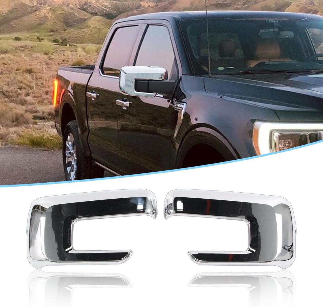 Chrome Mirror Covers Fit for Ford F150 2021-2025 Side Mirror Caps With Turn Signal Model