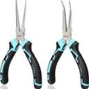 SHALL 6" Mini Needle Nose Pliers Set, 2PCS Long Nose Pliers & Bent Nose Pliers with Comfort Grip Handles, Non-Serrated Small Needle Nose Pliers for Jewelry Making, Bending Wire, Crafts, Home Repair