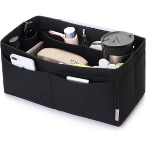 ZTUJO Felt Purse Organizer, Multi Pocket Bag in Bag Organizer For Tote & Handbag Shaper, Speedy 30, Speedy 35 and Speedy 40 (Large, Black)