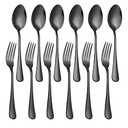 Set of 12, Stainless Steel Dinner Spoons Silverware Set, Spoons (6.7 Inch) Cutlery Set, Dishwasher Safe (Black)