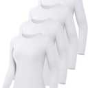 HOPLYNN 3 Pack Womens Long Sleeve Shirts Crew Neck Basic Compression Slim Fitted Workout Undershirts Baselayer Tops, Medium