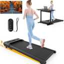 Walking Pad, Under Desk Treadmill with Incline, 300 Lbs Capacity Portable Treadmill for Home Office, 2 in 1 Mini Desk Treadmill with Remote Control, LED Display (BLACK)