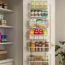 12 Inch Wide Narrow Over The Door Pantry Organizer, Pantry Organization and Storage, 6-Tier Metal Hanging Deep Basket Wall Spice Rack Seasoning Shelves, Home & Kitchen Essentials, White