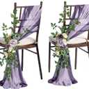 Ling's Moment 8 Wedding Chair Decorations Aisle Pew Church Artificial Flowers Greenery Swag Lilac Purple Gold Bench Ceremony Reception Floral Faux Backdrop Rose Arrangements Party Outdoor Decorations
