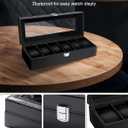 Uten Watch Box, 6 Slots Watch Case, Watch Organizer Jewelry Storage with Large Glass Lid, Black Lining, Watch Display Box for Men & Women Gift