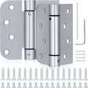 Hicarer 2 Pcs Self Closing Door Hinges, 4 Inch Spring Loaded Adjustable Tension Hinges, 5/8" Radius Corners, for Left/Right Hand Garage Front Back Door Commercial Use