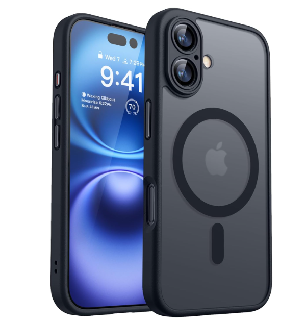 CANSHN Magnetic for iPhone 16 Case, Upgraded [Full Camera Protection] [Compatible with Magsafe] [Translucent Matte] Shockproof Protective Phone Case for iPhone 16 - Black