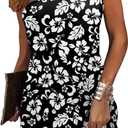 Summer Dresses for Women Sleeveless Casual Sundresses Loose Beach Cover Ups Trendy Tank Midi Sun Dress (Small, Floral 35 Black Szy)