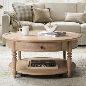 Nikolaus Traditional 1-Drawer Coffee Table with Smooth-rolling Casters and Low Open Shelf by HULALA HOME