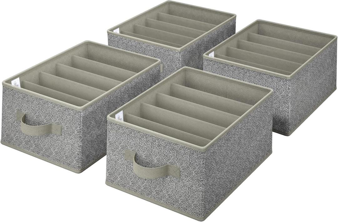 GRANNY SAYS Pants Jeans Organizer for Closet, Wardrobe Clothes Organizer, Clothes Drawer Organizers, Clothing Storage for Tshirts, Pants, Sweaters, Gray, 4-Pack