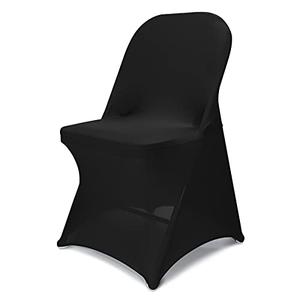 27PCS Spandex Folding Chair Covers, Halloween Upgraded Universal Stretch Washable Fitted Chair Slipcovers Protector for Wedding, Holidays, Banquet, Party, Celebration (Black)