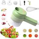 AXEDAES 4 in 1 Multi-Functional Portable Electric Vegetable Cutter Set, Wireless Vegetable Processor for Garlic, Peppers, Onions, Celery, Ginger, Meat, With Brush, Comes with Egg & Cream Beater.