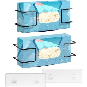 THYGIFTREE Glove Box Holder Wall Mount Dispenser, 2 Pack Metal Rack for Rubber Latex Disposable Gloves Facial Tissue, Black