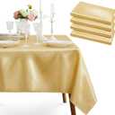 4 Pack Gold Satin Tablecloth, 58 x 102 Inches Rectangle Table Cover, Smooth Fabric Gold Satin Table Cloths, Luxury Silk Tablecloth for Party Wedding Dining Banquet