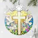 4 x Stained Glass Religious Ornament, Christmas Ornaments, Christmas Decorations for Tree, Holiday Ornament, Christian Gifts, Cross Gifts, Gift Ideas & Religious Gift
