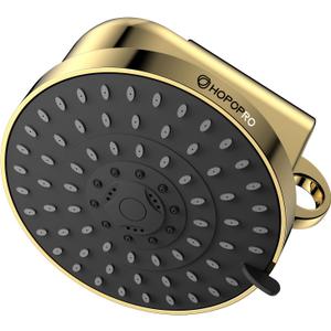 High Flow Filtered Shower Head, HOPOPRO 5 Modes High Pressure Fixed Showerhead with Filter, 2-In-1 Shower Head Filter for Hard Water, Remove 99% Chlorine, Improves Skin Hair Condition (6 Inch Gold)