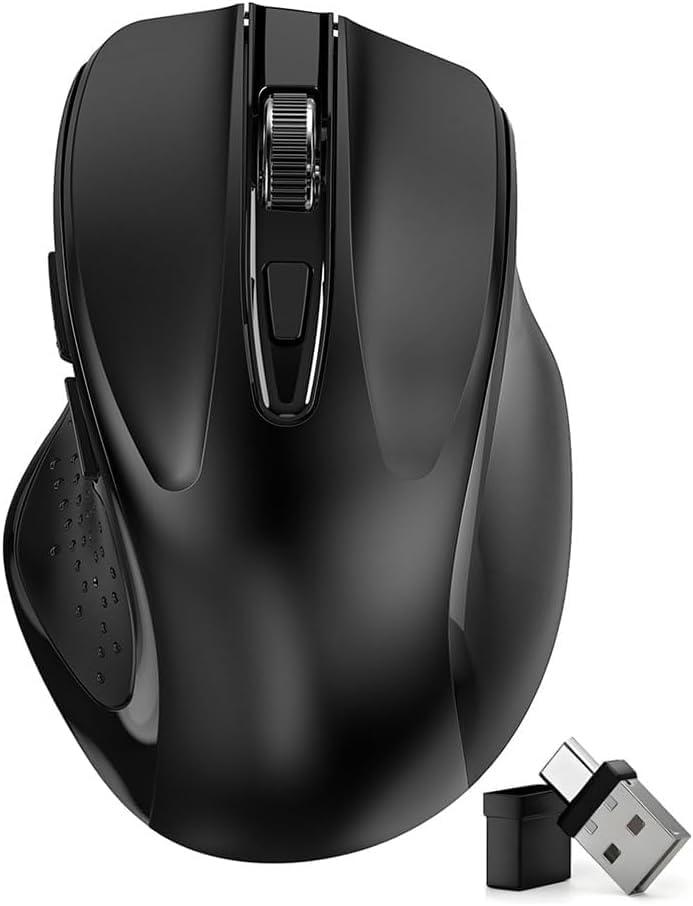 Rechargeable Bluetooth Wireless Mouse for MacBook air/MacBook pro/Tablet/Mac/Laptop/Apple/pc/, Silent Slim Use Bluetooth 5.2/3.0 and 2.4GHz USB Type-C Receive